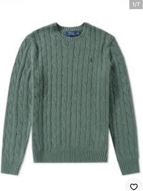 EUC Polo Ralph Lauren Cable Knit Sweater. Size is Large. Color is a Sage Green